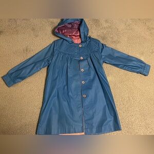 Vintage Kids Blue Hooded Rain Jacket